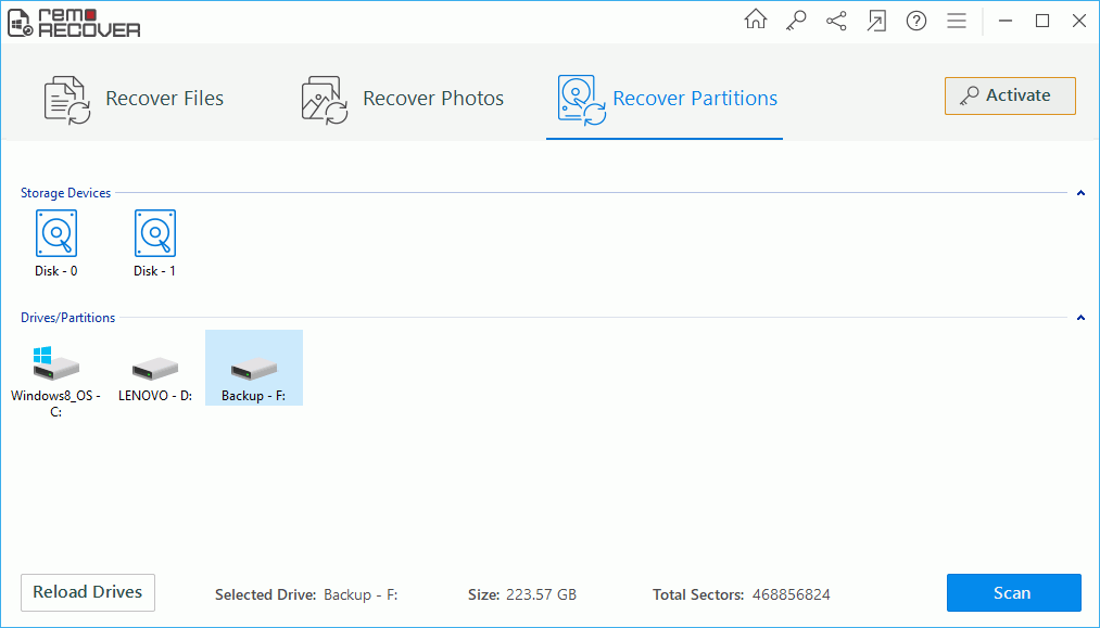 External Hard Drive File Recovery - Main Window